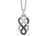 1/2 Carat (ctw) Black & White Diamond Drop Pendant Necklace in Sterling Silver with Chain